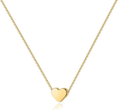 14K Gold Plated Cubic Zirconia Heart Necklace | Cute Dainty Love Pendant Necklaces for Women