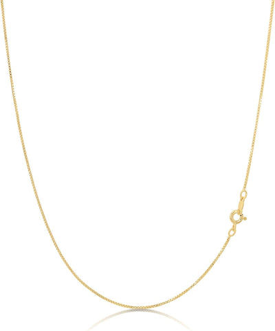 18K Gold over Sterling Silver 1Mm Box Chain Necklace Made in Italy | Sterling Silver Necklace Chain for Women | Gold Chain Necklace for Women, Men & Girls