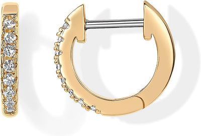 14K Gold Plated Cubic Zirconia Cuff Earrings Huggie Stud