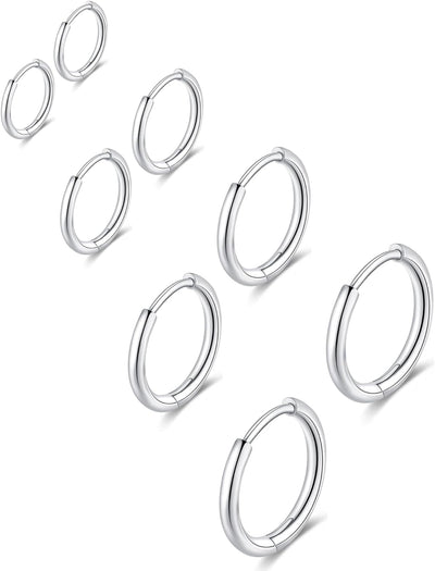 316L Surgical Stainless Steel Huggie Hoop Earrings 6Mm 8Mm 10Mm 11Mm 12Mm 14Mm Hypoallergenic Earrings Hoop Cartilage Helix Lobes Hinged Sleeper Earrings for Men Women Girls